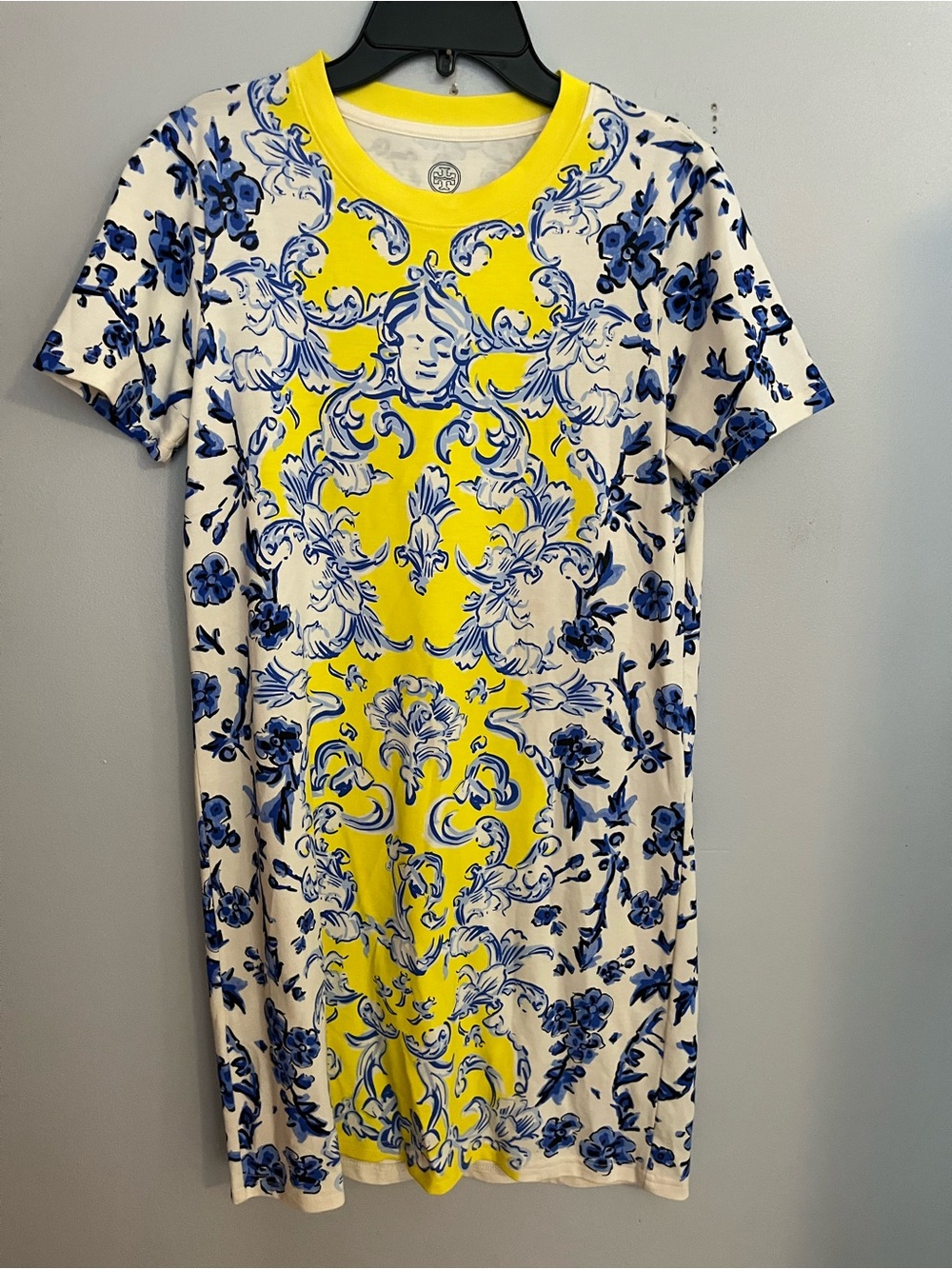 Tory Burch Yellow and Blue Floral Baroque Mini‎ Dress